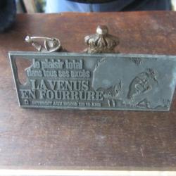 Plaque impression publicitaire film La V&eacute;nus en fourrure 1969