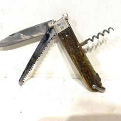 Ancien couteau de chasse + scie pliante de collection BARGEON 16