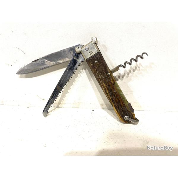 Ancien couteau de chasse + scie pliante de collection BARGEON 16