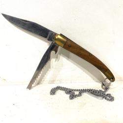 Ancien couteau de chasse p&ecirc;che + scie pliante de collection