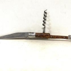 Ancien couteau pliant avec tire Bouchon laguiole GR 12C27 d&eacute;cor vigneron