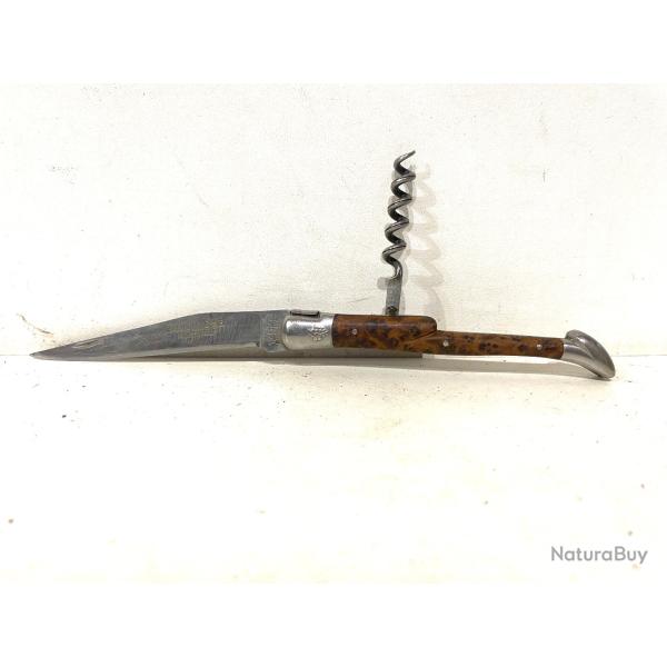 Ancien couteau pliant avec tire Bouchon laguiole GR 12C27 d�cor vigneron