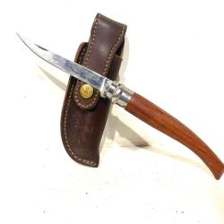 Ancien couteau pliant de collection OPINEL Eff 10 Lame fine avec &eacute;tui cuir