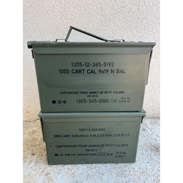 Lot de 2 caisses � munitions vides kaki