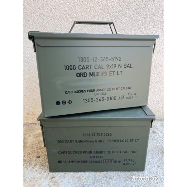 Lot de 2 caisses � munitions vides vertes