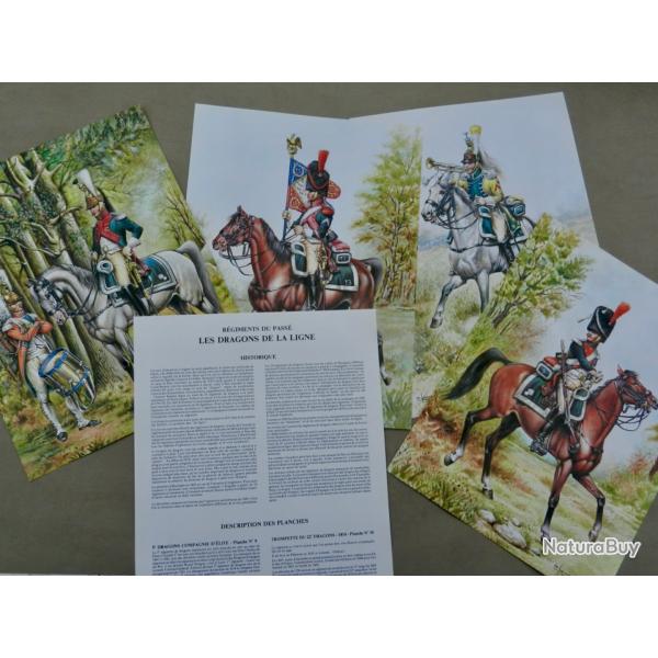 4 planches P. CONRAD - P. TROTEREAU -  LES DRAGONS DE LA LIGNE - R�VOLUTION & EMPIRE