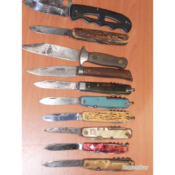 Canifs ancien lot de 10 Pradel et autre grand et petit model
