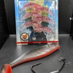 Lot 497/leurres ILLEX DEXTER SHAD 150 (UV) + 1 hame&ccedil;ons texan RAPTOR 10/0 18 gr + MOLIX shrimp ....