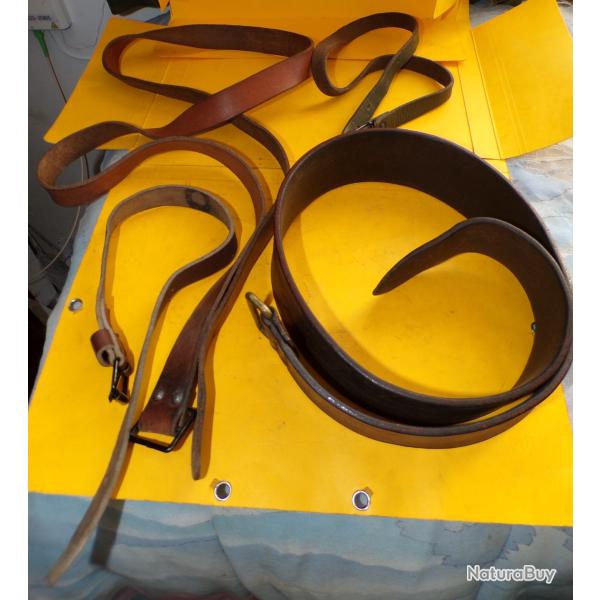 LOT DE 1 SANGLE  EN CUIR TYPE CEINTURON  + 3 SANGLES POUR REPARATIONS DIVERSES , LARGEURS ET LONGUEU