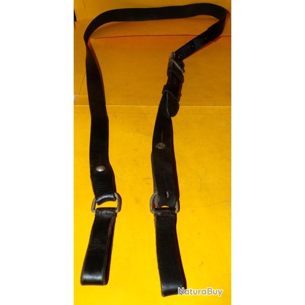 BAUDRIER EN  CUIR NOIR POUR MODELE GENDARMERIE NATIONALE FRANCAISE , LONGUEUR REGLABLE PAR UNE SANGL