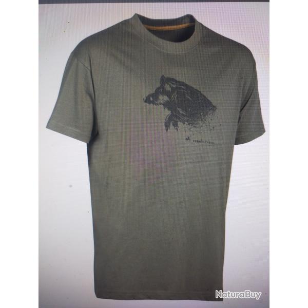 Pro hunt t-shirt imprim� sanglier kaki