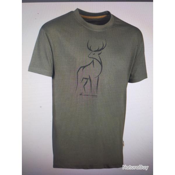 Pro hunt t-shirt imprim� cerf kaki