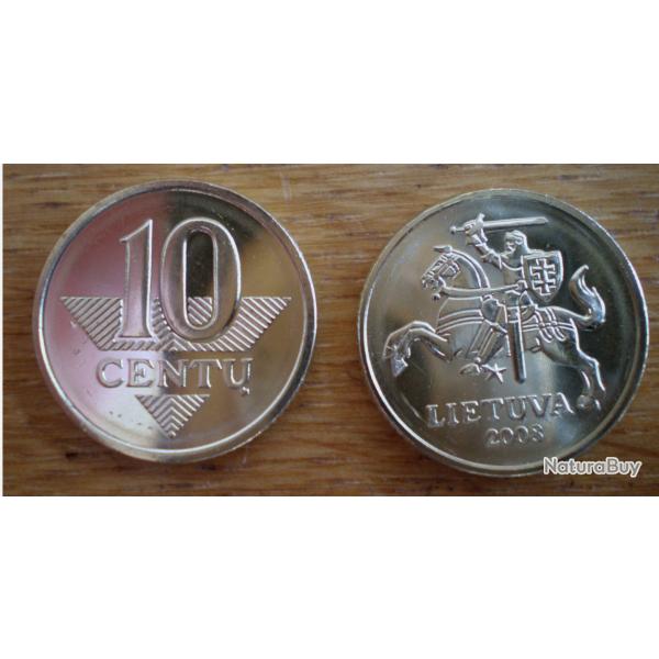 Lituanie 10 Centu 2008 Neuve Europe Centrale Lion Animal Piece