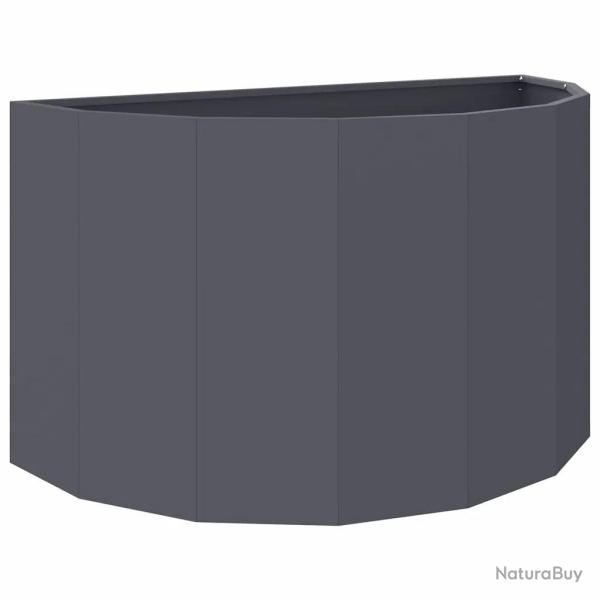 Jardini�re demi-ronde moderne jardin 90 x 45 x 50 cm facile � assembler en acier anthracite 02_0052