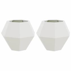 Lot de 2 jardini&egrave;res rectangulaires pour terrasse 75 x 75 x 60 cm design ext&eacute;rieur en acier blanc 0