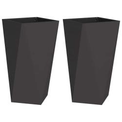 Lot de 2 jardini&egrave;res carr&eacute;es modernes ext&eacute;rieures 40 x 40 x 75 cm en acier noir 02_0053021