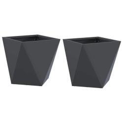 Lot de 2 jardini&egrave;res carr&eacute;es modernes ext&eacute;rieur 30 x 30 x 30 cm en acier anthracite 02_0053053