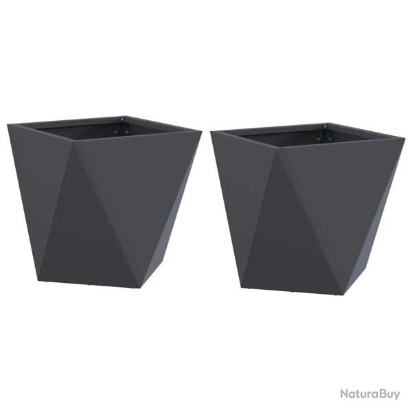Lot de 2 jardini�res carr�es modernes ext�rieur 30 x 30 x 30 cm en acier anthracite 02_0053053