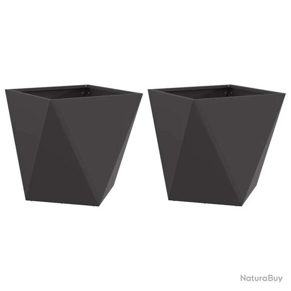 Lot de 2 jardini�res carr�es modernes pour ext�rieur 50 x 50 x 50 cm en acier noir 02_0053077
