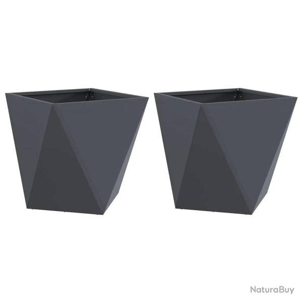 Lot de 2 jardini�res modernes pour terrasse 50 x 50 x 50 cm avec design chic ambiance ext�rieure en