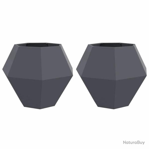 Lot de 2 jardini�res rectangulaires design ext�rieur 100 x 100 x 80 cm en acier anthracite 02_00530