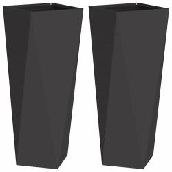 Lot de 2 jardini&egrave;res modernes pratiques pour ext&eacute;rieur 30 x 30 x 75 cm en acier noir 02_0053007