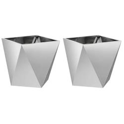 Lot de 2 jardini&egrave;res modernes pour ext&eacute;rieur 50 x 50 x 50 cm robustes design &eacute;pur&eacute; en acier galvani