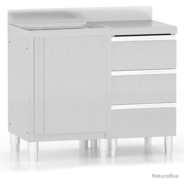 Lot de 2 armoires de cuisine commerciales 60 x 60 x (95-96) cm robustes avec dosseret r�glable en a