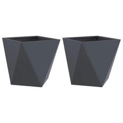 Lot de 2 jardini&egrave;res carr&eacute;es design moderne ext&eacute;rieur 40 x 40 x 40 cm en acier anthracite 02_0053067