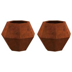 Lot de 2 jardini&egrave;res rectangulaires style rustique ext&eacute;rieur 50 x 50 x 40 cm en acier rouill&eacute; 02_00