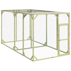 Poulailler enclos cage poules 200 x 400 x 200 cm bois de pin massif impr&eacute;gn&eacute; marron 02_0043911