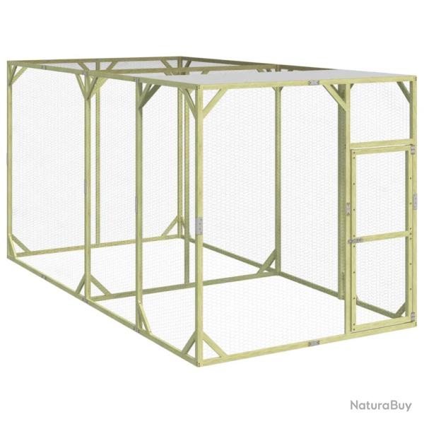 Poulailler enclos cage poules 200 x 400 x 200 cm bois de pin massif impr�gn� marron 02_0043911