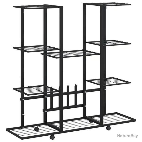 Jardini�re � roulettes design moderne 94 x 24 x 91 cm espace spacieux ext�rieur en fer noir 02_0047