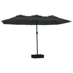 Parasol de jardin double t&ecirc;te 449 x 265 x 245 cm protection UV facile &agrave; manoeuvrer style contemporai