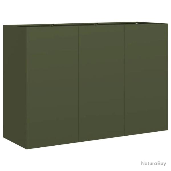 Jardini�re d�corative � fond ouvert jardin 120 x 40 x 80 cm en acier lamin� � froid vert olive 02_0