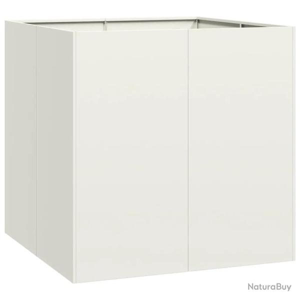 Jardini�re carr�e moderne ext�rieure 80 x 80 x 80 cm grande capacit� robuste en acier blanc 02_0051