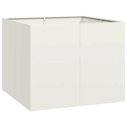 Jardini&egrave;re carr&eacute;e moderne ext&eacute;rieur d&eacute;coration jardin 100 x 100 x 80 cm en acier blanc 02_0051601