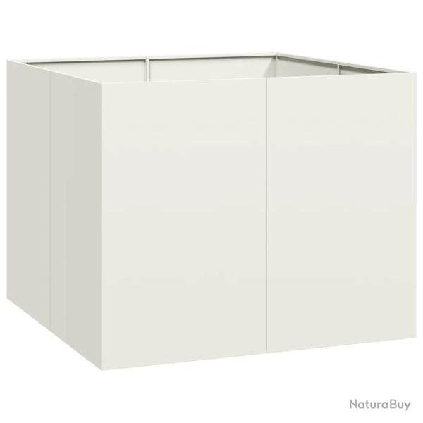 Jardini�re carr�e moderne ext�rieur d�coration jardin 100 x 100 x 80 cm en acier blanc 02_0051601