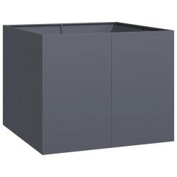 Jardini&egrave;re carr&eacute;e moderne 100 x 100 x 80 cm fond ouvert robuste pour jardin balcon en acier anthrac