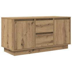 Meuble TV avec &eacute;clairages LED et grand rangement 100 x 41 x 50 cm en bois d'ing&eacute;nierie ch&ecirc;ne artisa