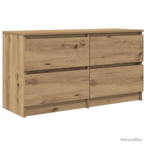 Meuble TV avec tiroirs grand espace rangement 100 x 35 x 54 cm style moderne en bois d'ing�nierie c