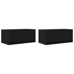 Lot de 2 meubles TV muraux design contemporain gain de place 60 x 31 x 25 cm en bois d'ing&eacute;nierie n