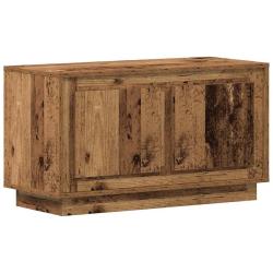 Meuble TV rectangulaire moderne avec 2 portes rangement pratique salon 80 x 35 x 45 cm en bois anci