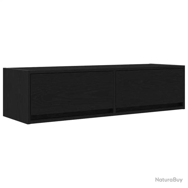 Meuble TV mural moderne rangement optimis� 100 x 31 x 25.5 cm en bois d'ing�nierie ch�ne noir 02_00
