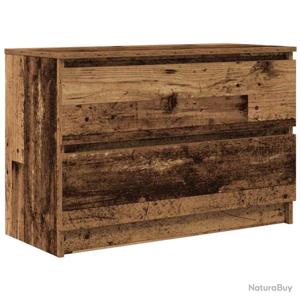 Meuble TV avec grand rangement 80 x 35 x 54 cm moderne style vintage en bois d'ing�nierie vieux boi