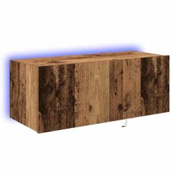 Meuble TV mural moderne avec &eacute;clairage LED fonctionnel 80 x 35 x 31 cm en bois ancien 02_0051932