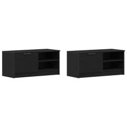 Lot de 2 meubles TV modernes avec portes affleurantes style contemporain 80 x 35 x 36,5 cm en bois