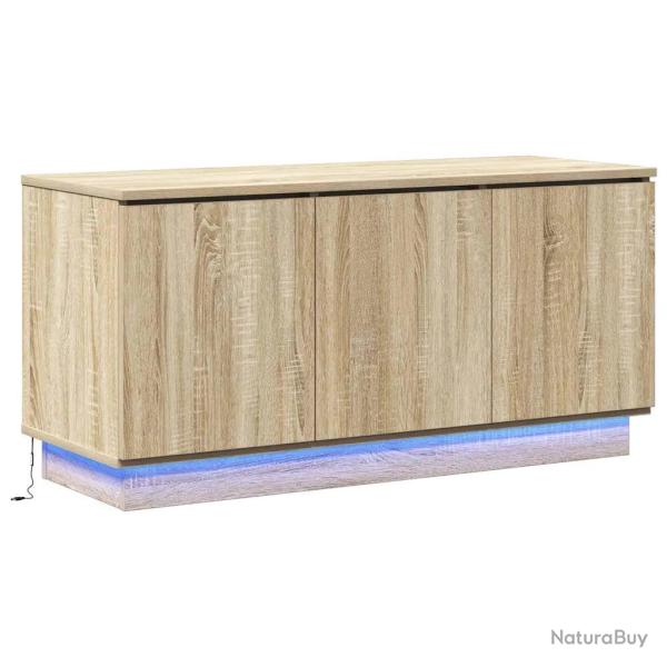 Meuble TV rectangulaire moderne rangement fonctionnel 100 x 38 x 49 cm en bois d'ing�nierie ch�ne s