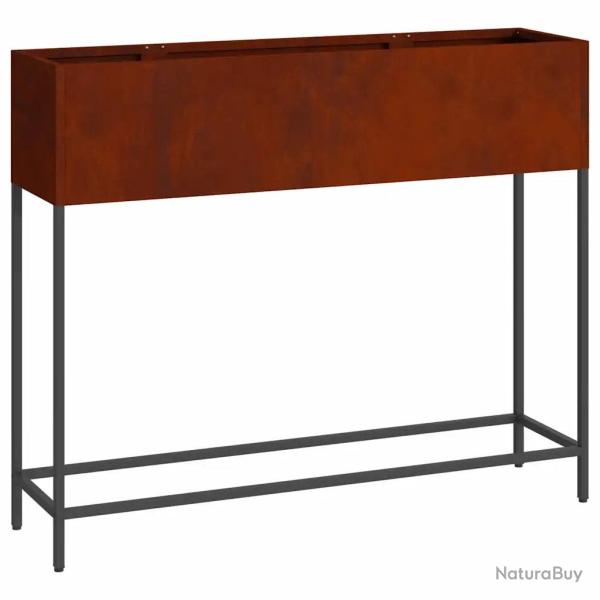 Bac de jardin sur�lev� moderne style contemporain ext�rieur 100 x 26 x 82 cm en acier rouill� 02_00