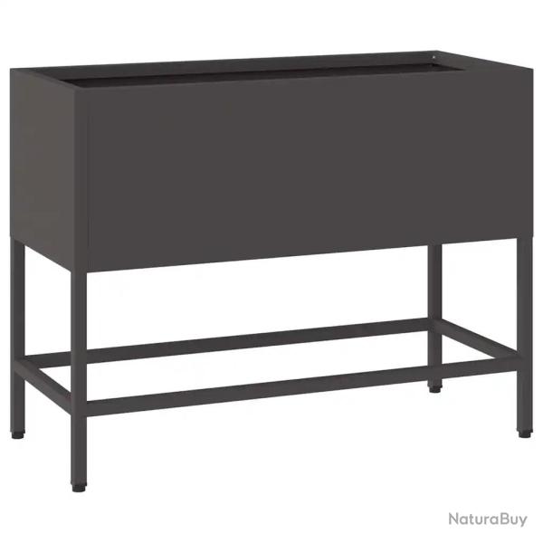 Bac de jardin sur�lev� moderne 60 x 26 x 45 cm ambiance tendance en acier noir 02_0052095